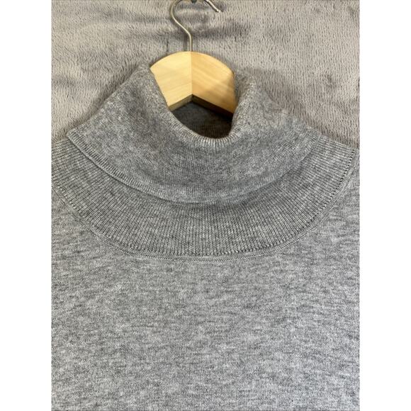 Parrish LA Sweater Womens Large Cotton Cashmere Gray Colorblock Turtleneck Knit - Picture 3 of 12